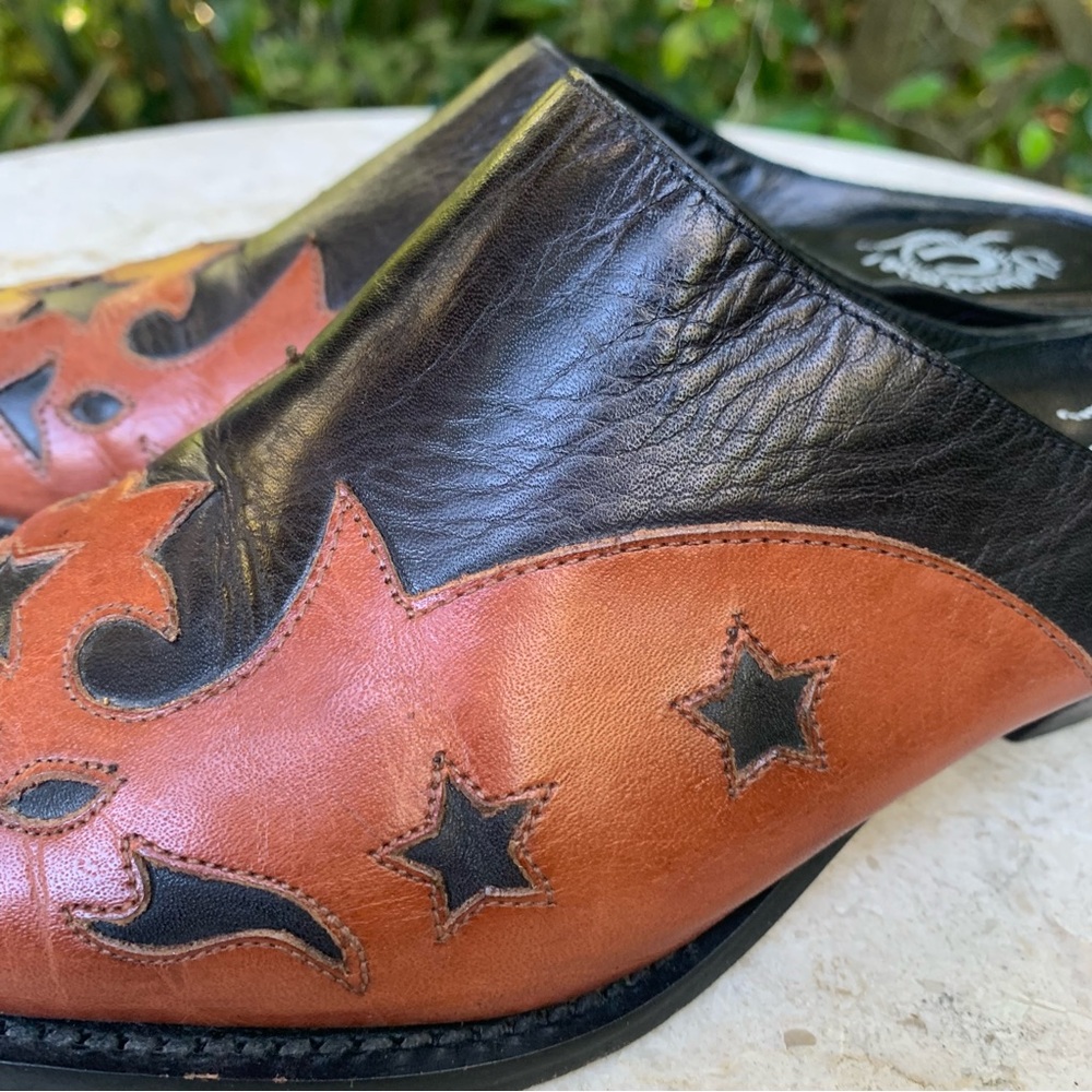 Charlie 1 Horse Lucchese Western Stars Boho Cowgirl Leather Mules Slides Shoes - Picture 13 of 17